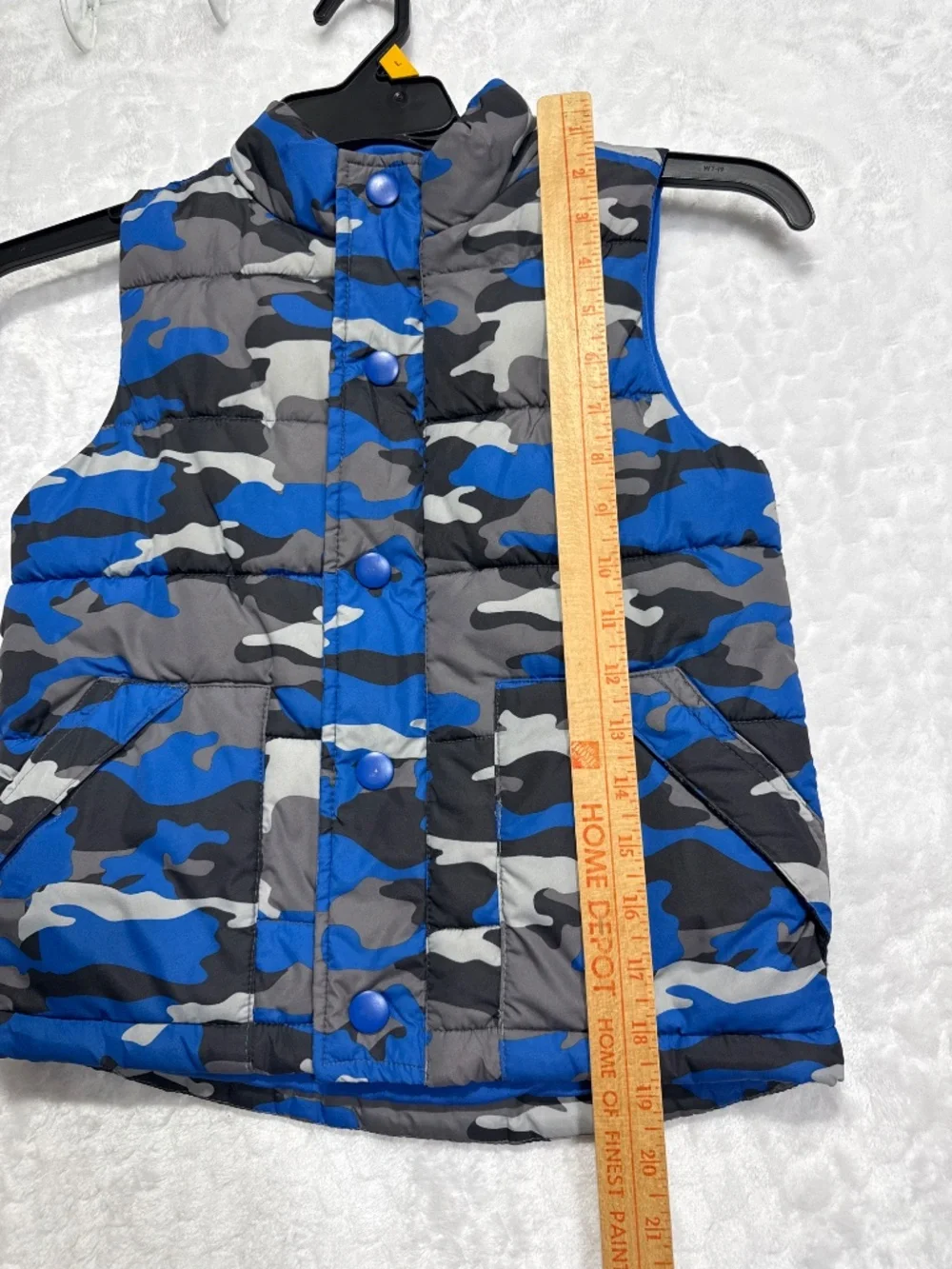 Gymboree Boys Blue gray Camouflage Puffer Vest Jacket w/Pockets Size Small 5-6